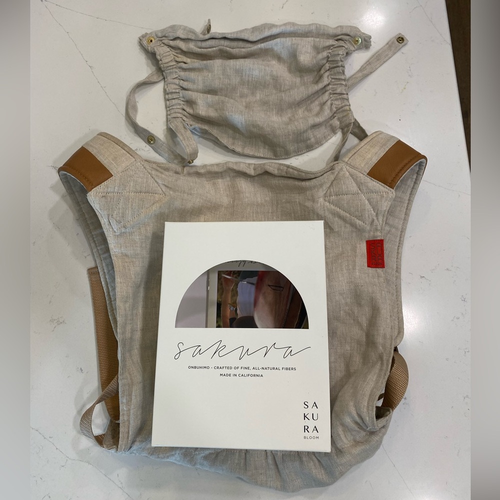 Sakura Bloom leather linen onbuhimo
